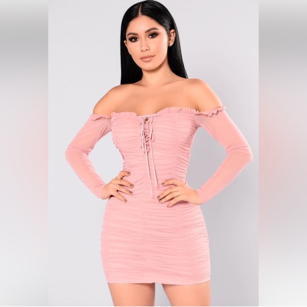 Fashion Nova Dusky Pink Mini Dress